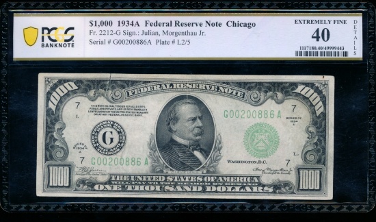 1934A $1000 Chicago FRN PCGS 40