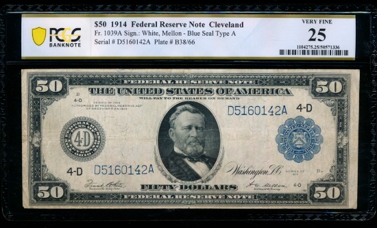 1914 $50 Cleveland FRN PCGS 25