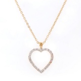 Plated 18KT Yellow Gold 0.22ctw Diamond Heart Pendant with Chain