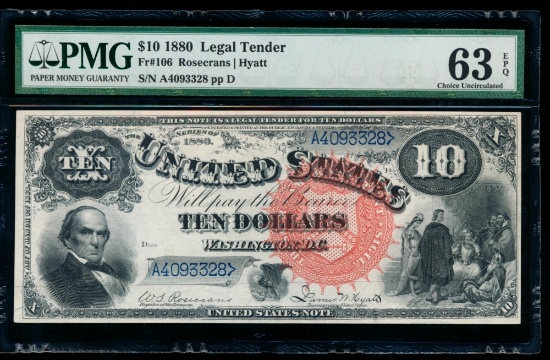 1880 $10 Jackass Legal Tender Note PMG 63EPQ