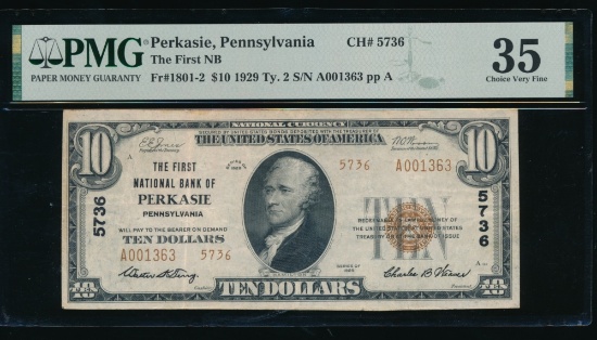 1929 $10 Perkasie PA National PMG 35