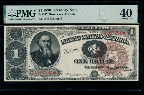 1890 $1 Treasury Note PMG 40