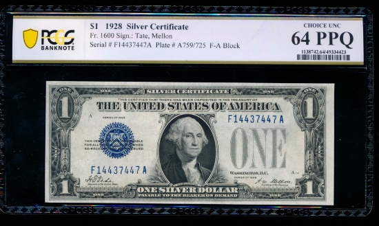 1928 $1 Silver Certificate PCGS 64PPQ