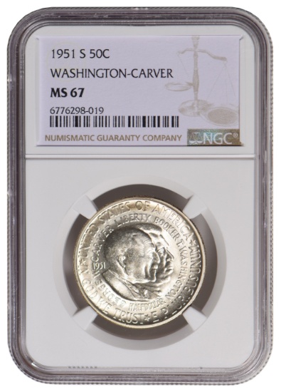 1951-S George Washington Carver Commemorative Half Dollar NGC MS67