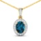 14KT Yellow Gold 1.10ct London Blue Topaz and Diamond Pendant with Chain