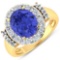 14KT Yellow Gold 3.43ct Tanzanite and Diamond Ring