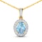 14KT Yellow Gold 0.96ct Aquamarine and Diamond Pendant with Chain