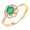 14KT Yellow Gold 0.55ctw Zambian Emerald and White Diamond Ring