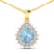 14KT Yellow Gold 2.3ctw Aquamarine and Diamond Pendant