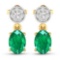 14KT Yellow Gold 1.12ctw Zambian Emerald and Diamond Earrings