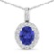 14KT White Gold 2.5ctw Tanzanite and Diamond Pendant