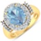 14KT Yellow Gold 2.9ct Aquamarine and Diamond Ring