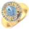14KT Yellow Gold 0.96ct Aquamarine and Diamond Ring