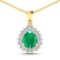 14KT Yellow Gold 2.85ctw Zambian Emerald and Diamond Pendant