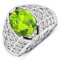 14KT White Gold 2.3ctw Peridot and Diamond Ring