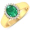 14KT Yellow Gold 1ct Zambian Emerald and Diamond Ring