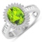 14KT White Gold 1.6ctw Peridot and Diamond Ring
