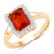 14KT Yellow Gold 1.20ctw Fire Opal and White Diamond Ring