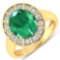 14KT Yellow Gold 3.14ct Zambian Emerald and Diamond Ring