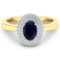 14KT Yellow Gold 0.90ct Blue Sapphire and Diamond Ring