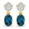 14KT Yellow Gold 1.4ctw London Blue Topaz and Diamond Earrings