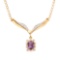 Plated 18KT Yellow Gold 0.80ct Amethyst and Diamond Pendant with Chain