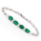 Plated Rhodium 2.55ctw Green Agate and Diamond Bracelet