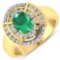 14KT Yellow Gold 1ct Zambian Emerald and Diamond Ring
