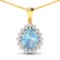 14KT Yellow Gold 2.3ctw Aquamarine and Diamond Pendant
