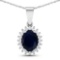 14KT White Gold 1.3ctw Blue Sapphire and Diamond Pendant
