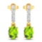 14KT Yellow Gold 1.26ctw Peridot Topaz and Diamond Earrings