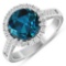 14KT White Gold 2.9ctw London Blue Topaz and Diamond Ring
