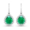 14KT White Gold 2.88ctw Zambian Emerald and Diamond Earrings