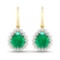 14KT Yellow Gold 2.88ctw Zambian Emerald and Diamond Earrings