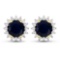 14KT Yellow Gold 2.2ctw Blue Sapphire and Diamond Earrings