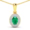 14KT Yellow Gold 0.56ctw Zambian Emerald and Diamond Pendant