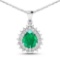 14KT White Gold 2.85ctw Zambian Emerald and Diamond Pendant