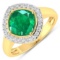 14KT Yellow Gold 2.07ctw Zambian Emerald and Diamond Ring