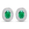 14KT White Gold 1.12ctw Zambian Emerald and Diamond Earrings