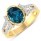 14KT Yellow Gold 1.9ctw London Blue Topaz and Diamond Ring