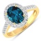 14KT Yellow Gold 1.9ctw London Blue Topaz and Diamond Ring