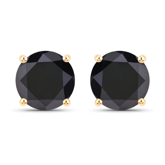 14KT Yellow Gold 3.24ctw Black Diamond Earrings