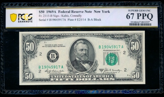 1969A $50 New York FRN PCGS 67PPQ