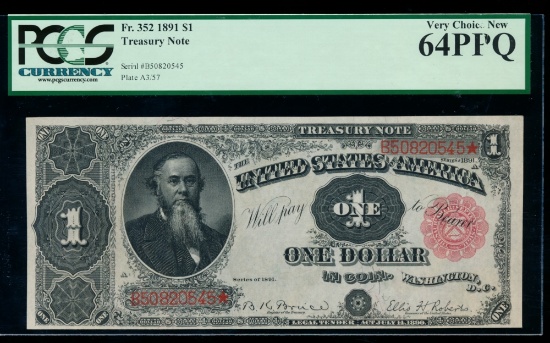 1891 $1 Treasury Note PCGS 64PPQ