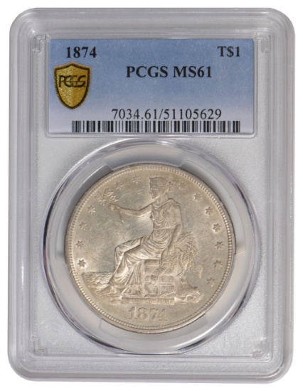 1874 $1 Trade Dollar PCGS MS61