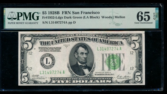 1928B $5 San Francisco FRN PMG 65EPQ