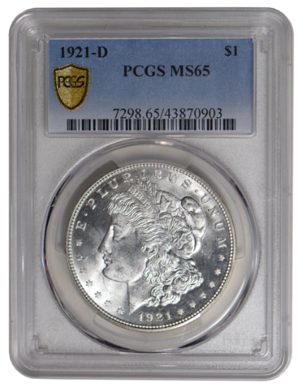 1921-D $1 Morgan Silver Dollar PCGS MS65