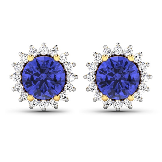 14KT Yellow Gold 1.44ctw Tanzanite and Diamond Earrings