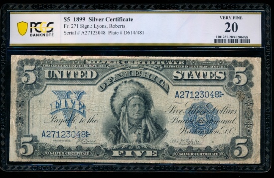 1899 $5 Chief Silver Certificate PCGS 20
