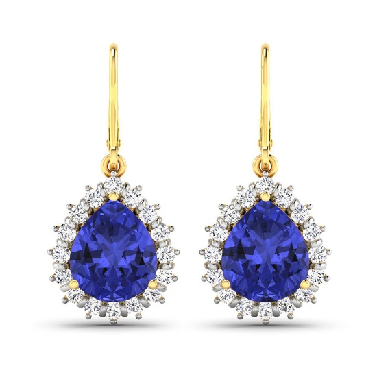 14KT Yellow Gold 2.88ctw Tanzanite and Diamond Earrings